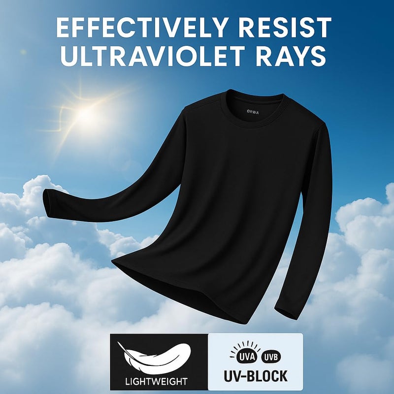 Opna Men's Long Sleeve Moisture Wicking Athletic Shirts Black-L - Image 3